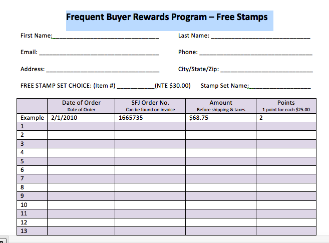 Frequent Buyer Rewards Program