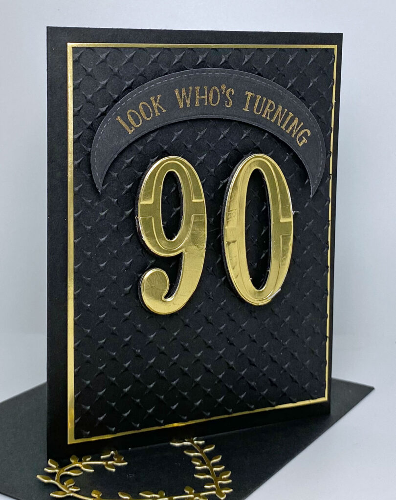 90th Birthday Card Tutorial Elegant Gold Black Number Dies With 