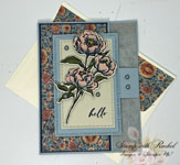 Vintage Floral Hello Card: Layered Peonies with Embossed Frames and Beautiful Gallery DSP